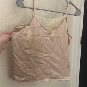 LOFT Satin Beige Lace Cami Top